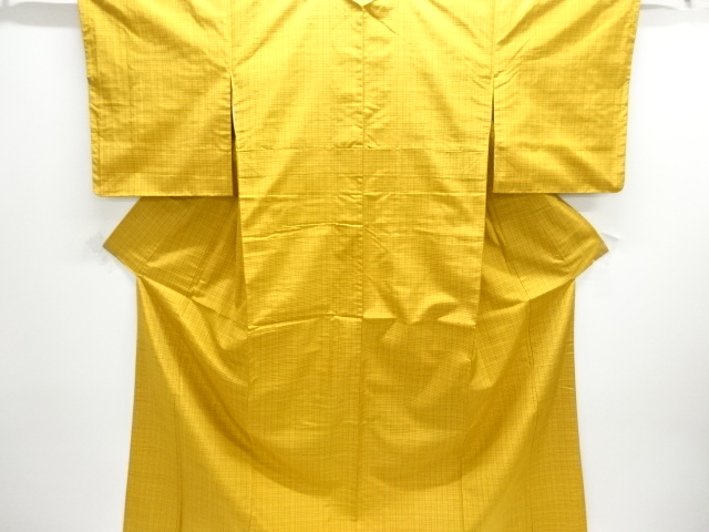 小格子織り出し米沢紬着物